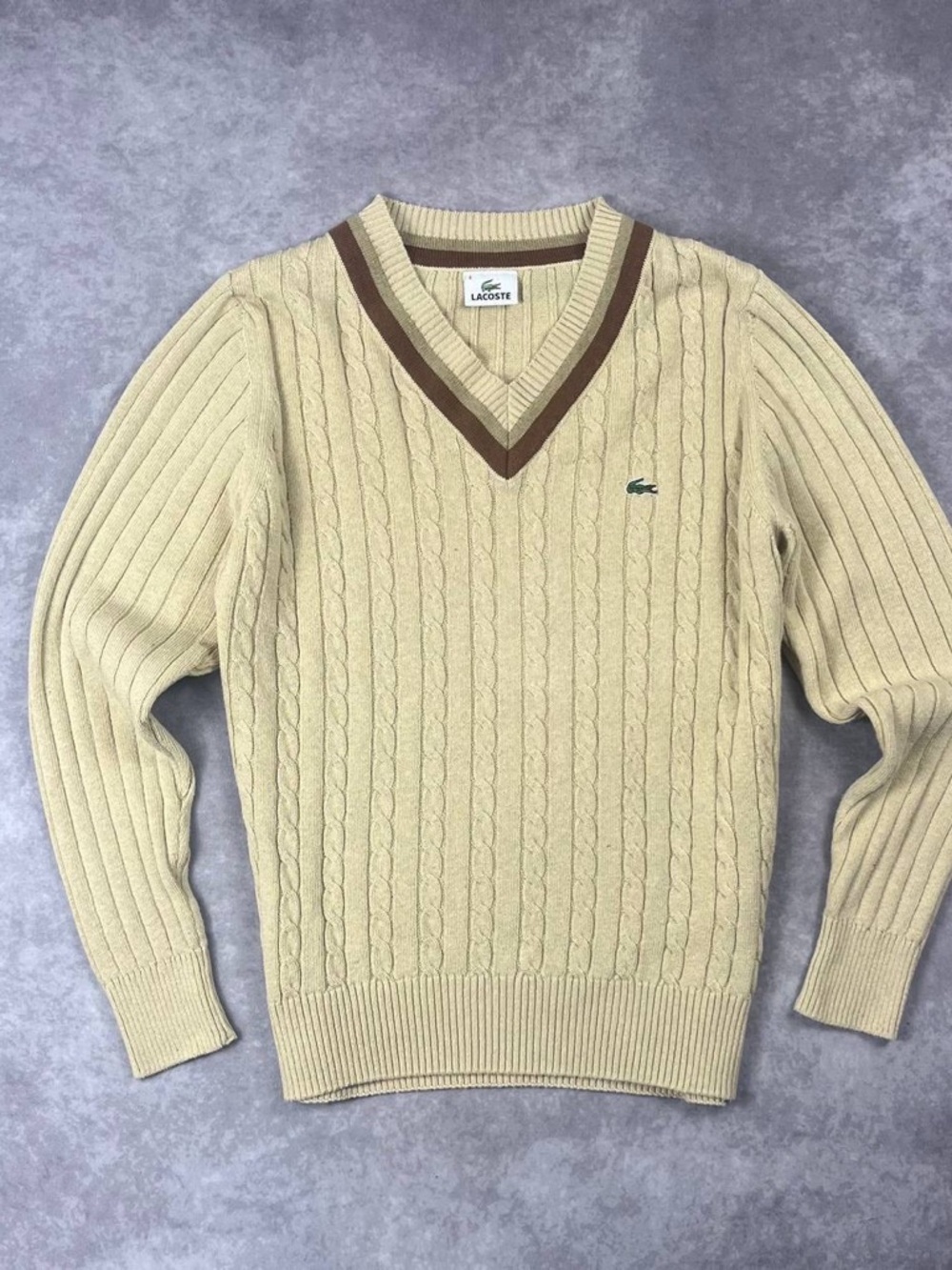 [306] Vintage Lacoste Cable Knit
Sweater Mens M